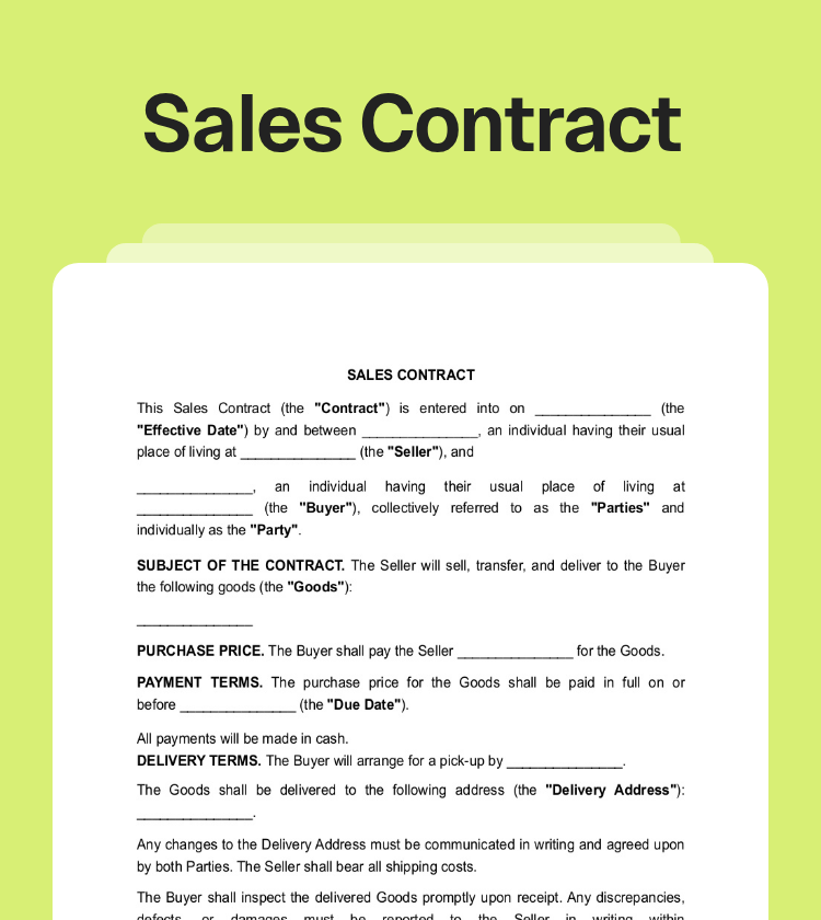 Sales Contract Preview Sales Contract Preview