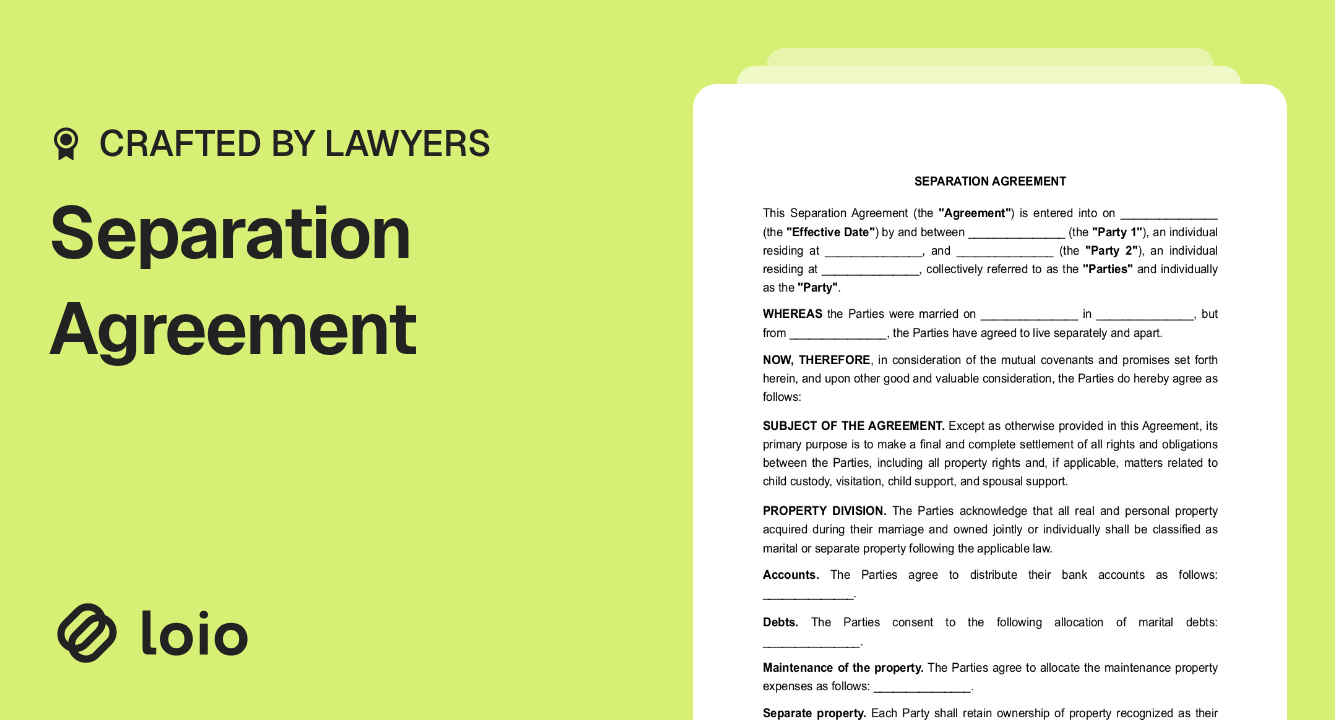 Separation Agreement Preview Separation Agreement Preview