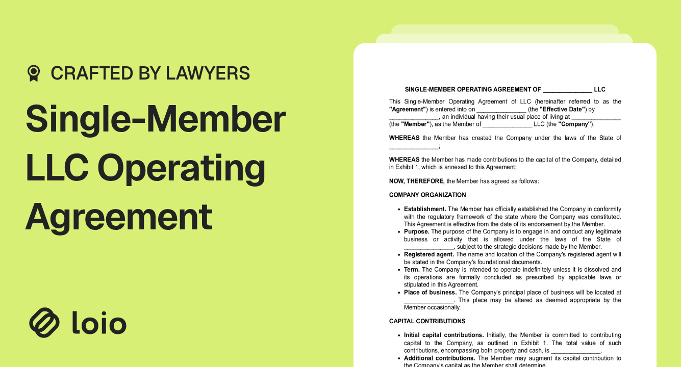 Single-Member LLC Operating Agreement Preview Single-Member LLC Operating Agreement Preview