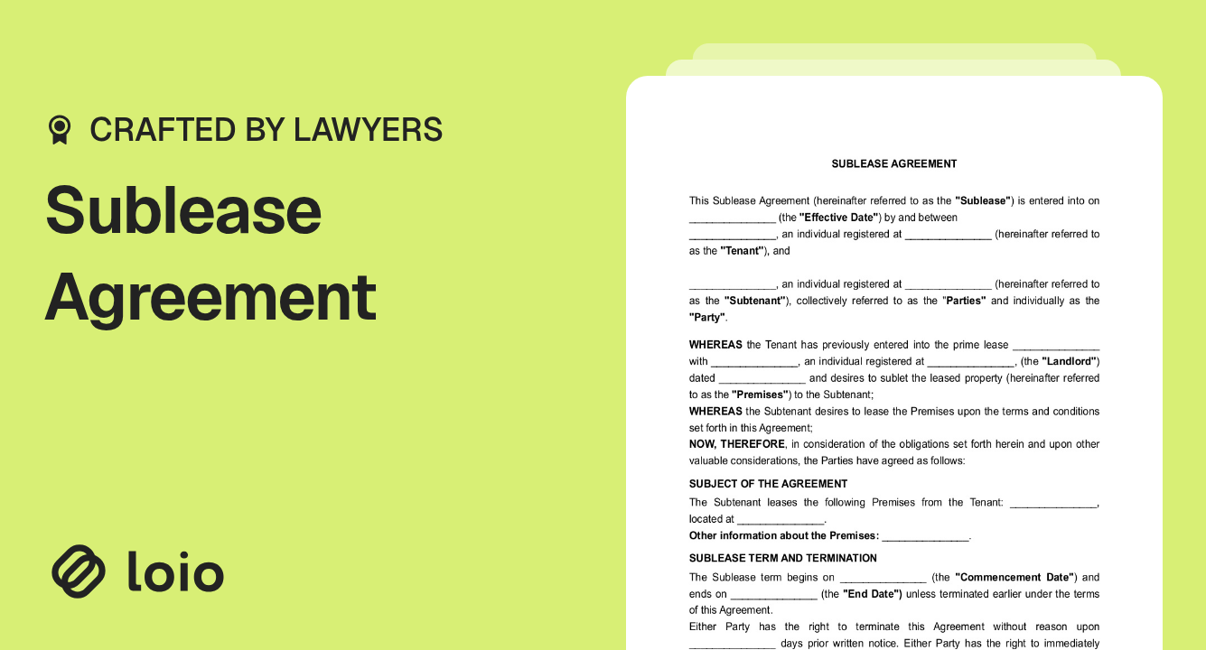 Sublease Agreement Preview Sublease Agreement Preview