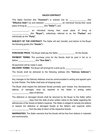 Sales Contract Template