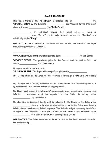 Sales Contract Preview
