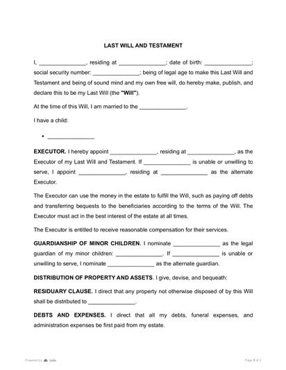 Last Will and Testament Preview