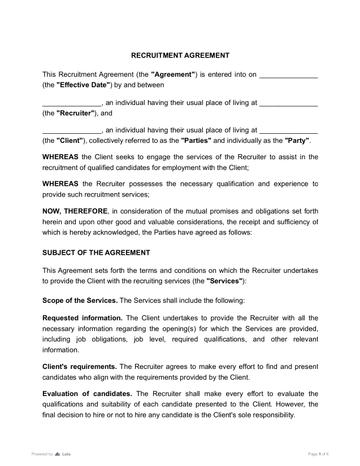 Recruitment Agreement