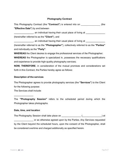 Photography Contract Preview