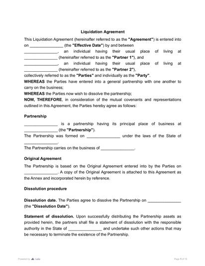 Liquidation Agreement Preview