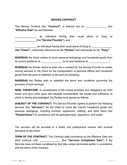 Moving Contract Preview