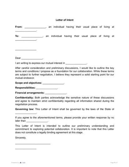 Letter of Intent (LOI) Preview