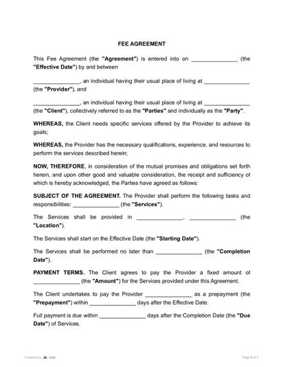 Fee Agreement Preview