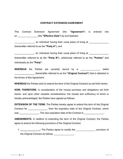 Contract Extension Agreement Preview