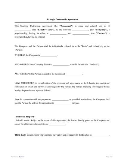 Strategic Partnership Agreement Preview