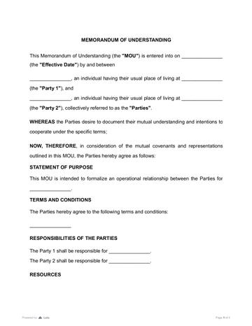 Memorandum of Understanding