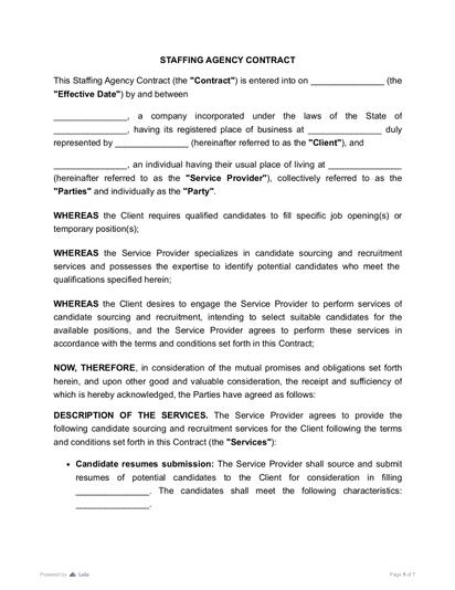 Staffing Agency Contract Preview