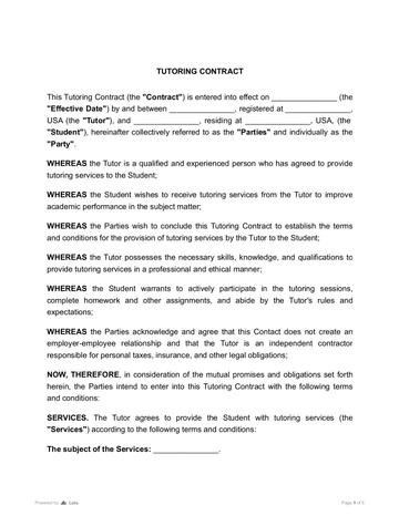 Tutoring Contract