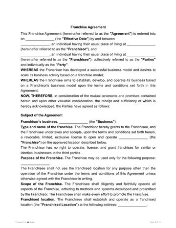 Franchise Agreement