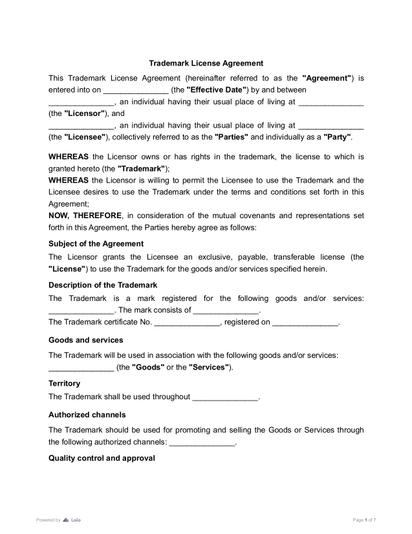 Trademark License Agreement Preview