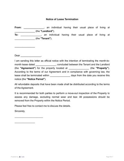 Notice of Lease Termination Preview