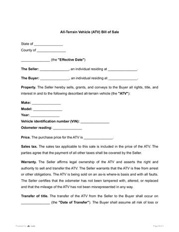 ATV Bill of Sale
