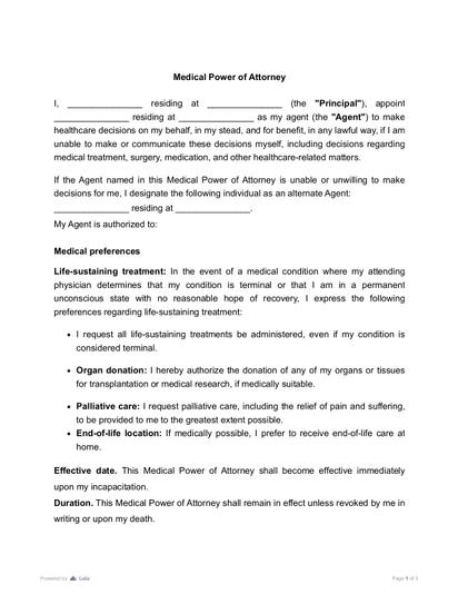 Medical Power of Attorney (MPOA) Preview