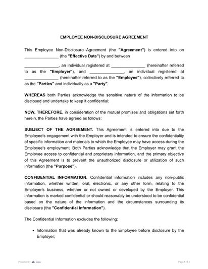 Employee Non-Disclosure Agreement (NDA) Preview