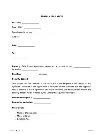 Rental Application Form