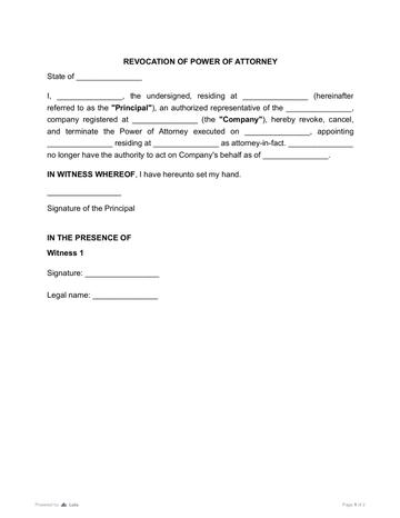 Revocation of Power of Attorney