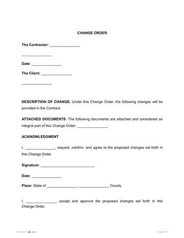 Change Order Form