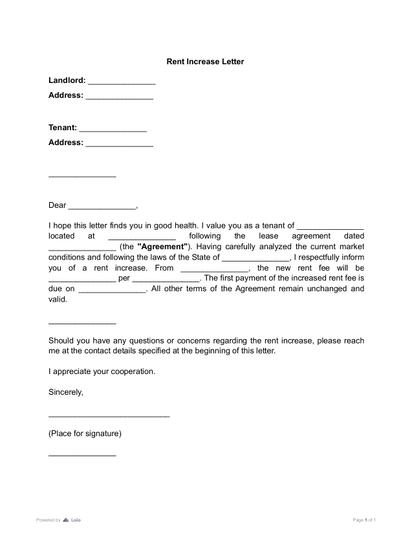 Rent Increase Letter Preview