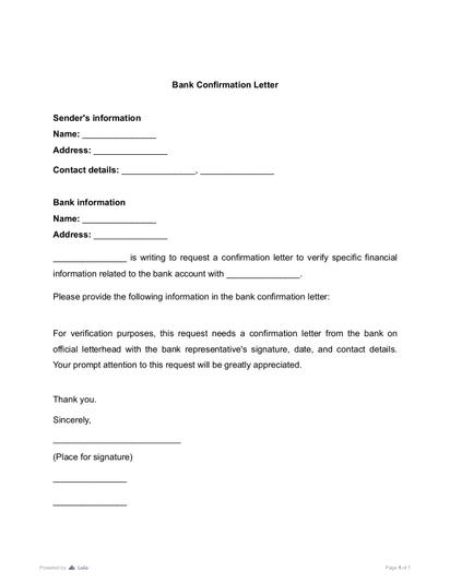 Bank Confirmation Letter Preview