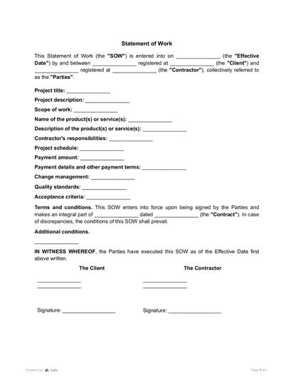 Statement of Work (SOW) Preview