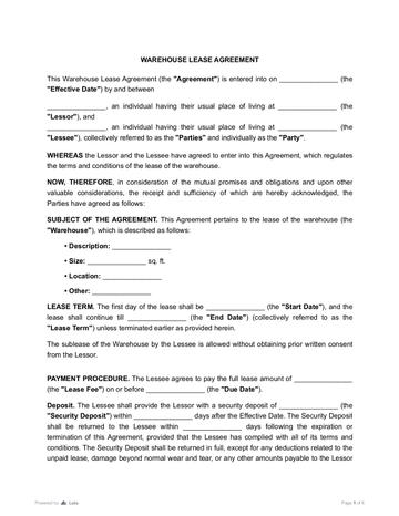 Warehouse Lease Agreement