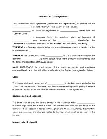 Shareholder Loan Agreement
