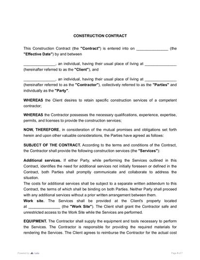 Construction Contract Preview