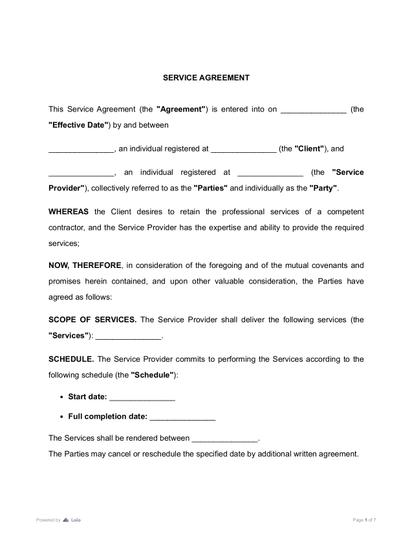 Service Agreement Preview