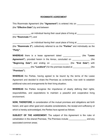 Roommate Agreement