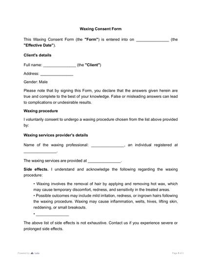 Waxing Consent Form Preview