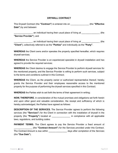 Drywall Contract Preview