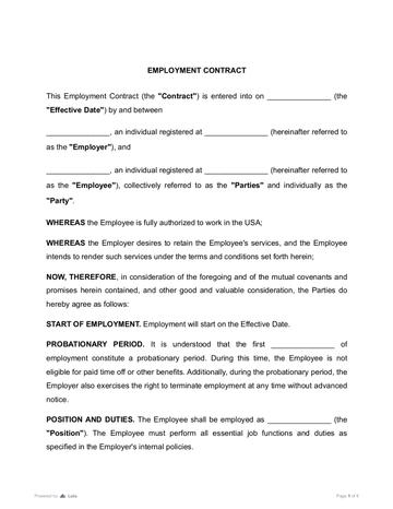 Employment Contract