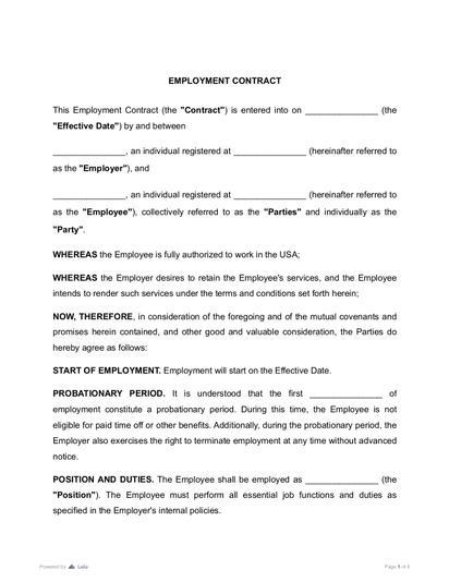Employment Contract Preview