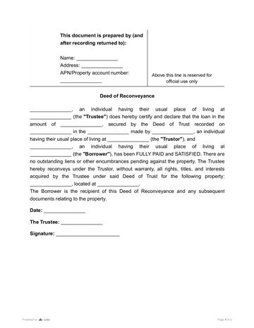Deed of Reconveyance