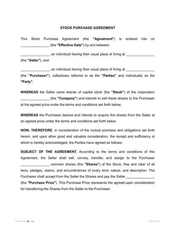 Stock Purchase Agreement