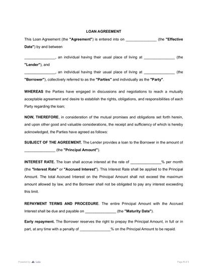 Loan Agreement Preview