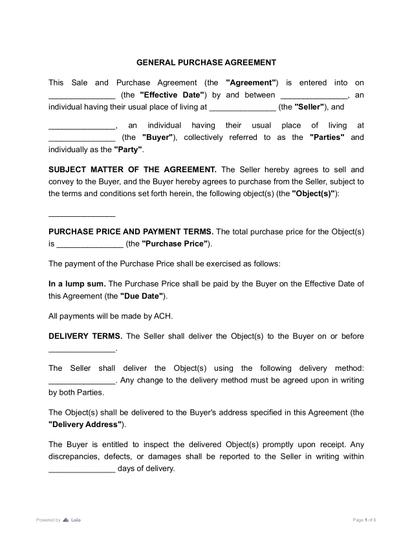 Purchase Agreement Preview