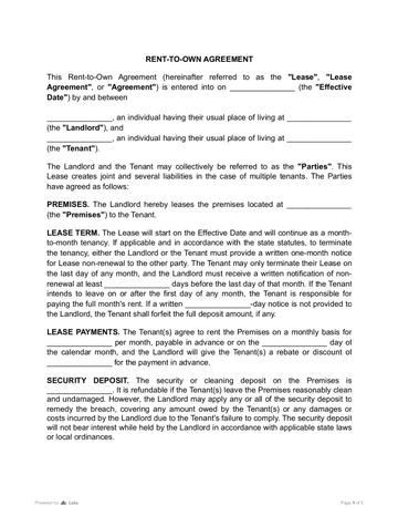 Rent-to-Own Agreement