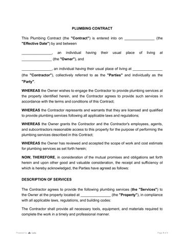 Plumbing Contract