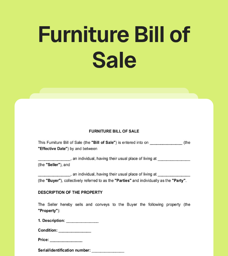 Image 4 for Furniture Bill Of Sale Template