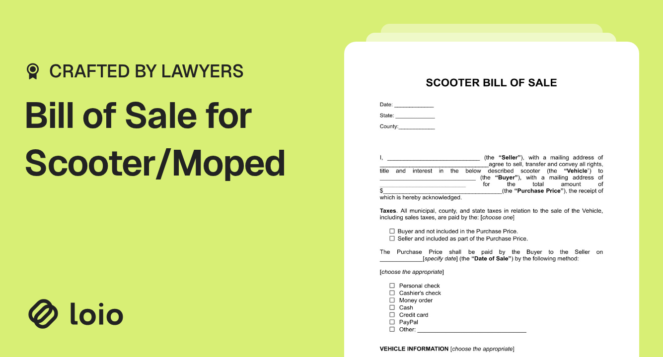 Moped Bill of Sale Free PDF Template & Guide