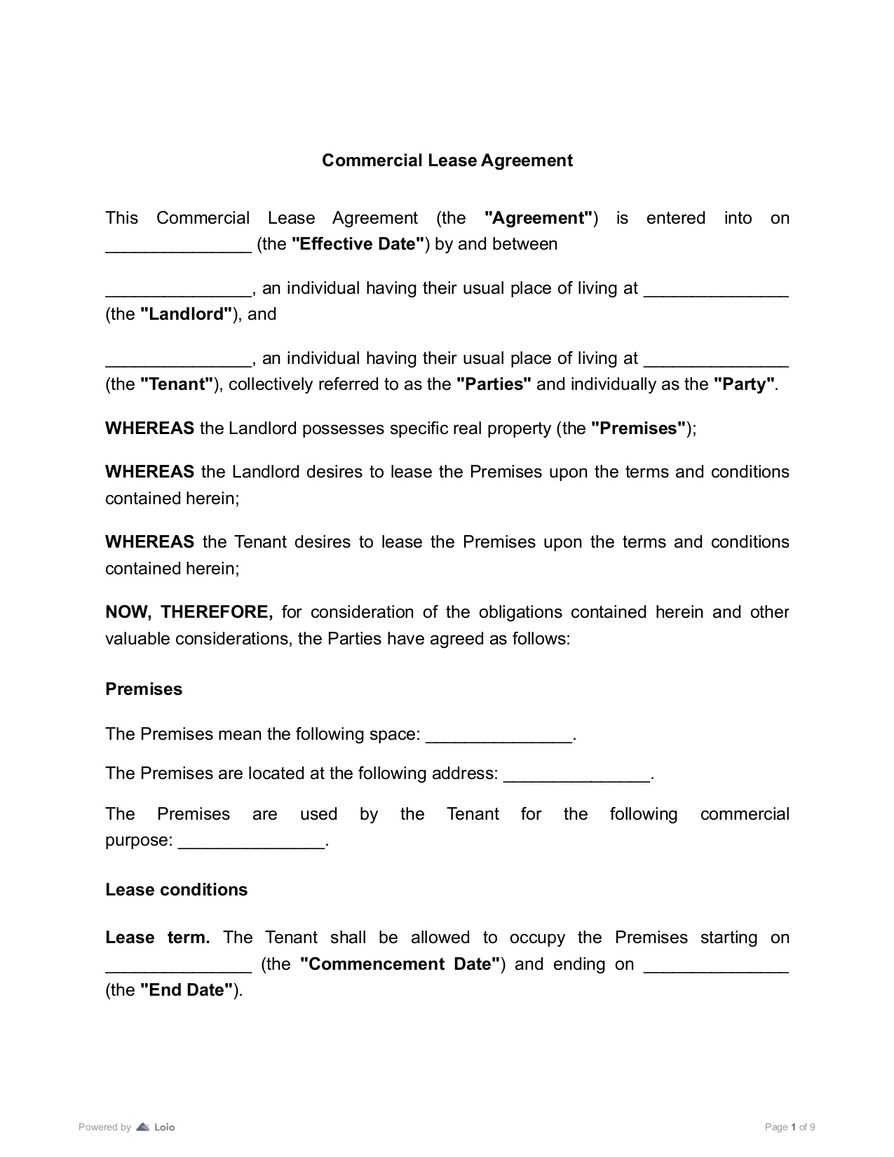 Commercial Lease Agreement Preview